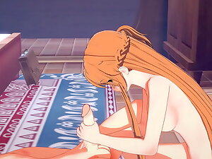 Sword Art Online Hentai - Asuna handjob and footjob there Kirito - Japanese Asian Manga Anime Jacket Pastime Porn