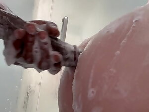 Mom left the house, and she couldn't wait - stepdaughter's fantasy became real when stepdad's massive 12-inch BBC slid into her tight hole, giving her hard anal she secretly craved, moaning under the hot shower water.