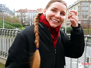 Cum inner a girl with a European braided hairdo